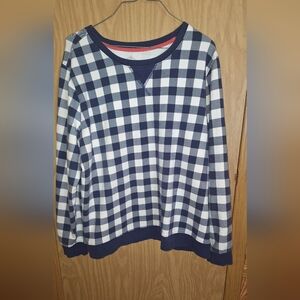 St. John's Bay Navy and White Plaid Sweatshirt